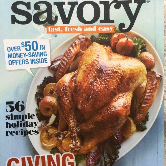 THANKSGIVING COOKBOOK HolidayRecipes +TurkeyPlaceCard Craft-SAVORY MAGAZINE 2017 - Picture 1 of 7